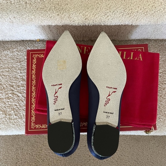 Rene Caovilla ballerina satin crystal embellished flats 37 7 - Picture 6 of 9